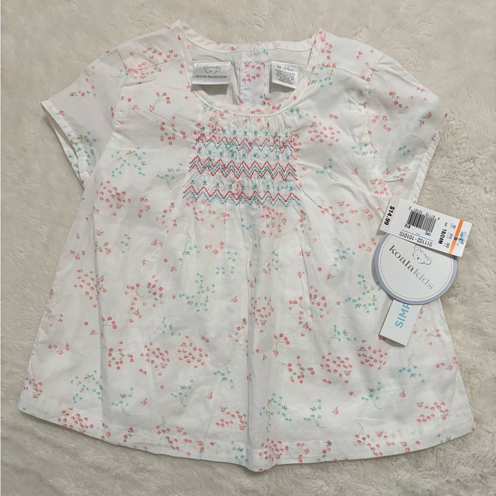 Koala Kids White and Pink Floral Blouse